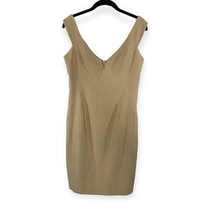 Black Halo Tan Beige Pencil Dress, Business Professional Office Dress, Size 8